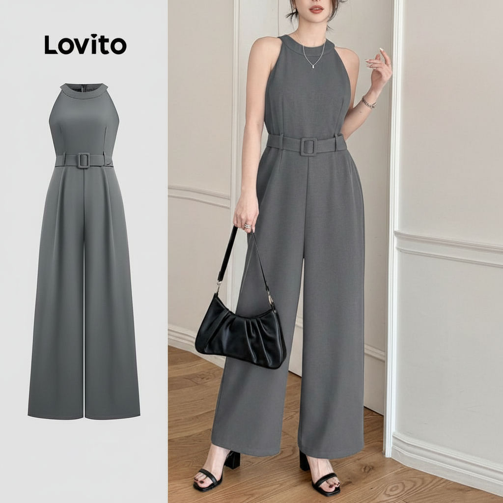 Lovito Macacão Feminino Casual Verão Com Zíper Liso L123ED952 em Oferta na Shopee