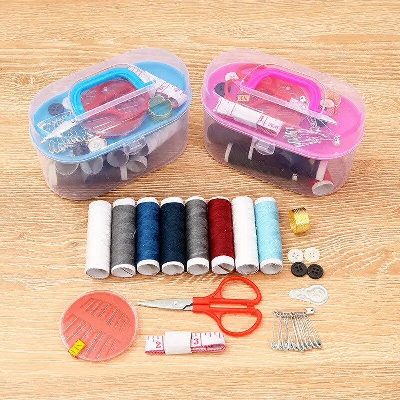 Kit de Costura Doméstico: Agulhas de Tricô, Linha, Alfinetes, Dedal para Confecção de Roupas DIY