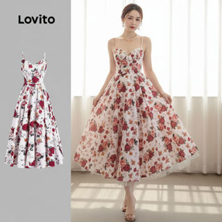 Lovito Vestido Boho Feminino Vermelho, Toque Macio, Zíper, Primavera Verão, Ideal Para Natal LBL26306 em Oferta na Shopee