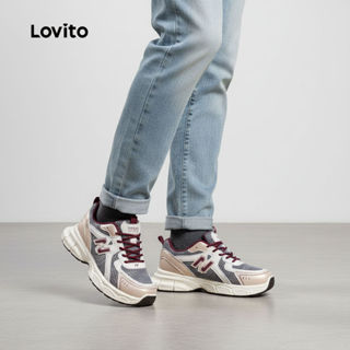 Lovito Refine Tênis Casual com Contraste de Malha Dad Retrô Primavera/Verão Vermelho LR13E430 em Oferta na Shopee