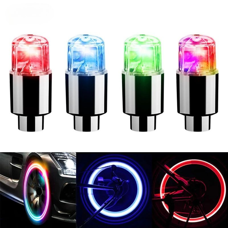 Tampas Da Haste Válvula Do Pneu LED 1Pc Luz Colorida Flash Lanterna Roda Para O Carro Bicicleta