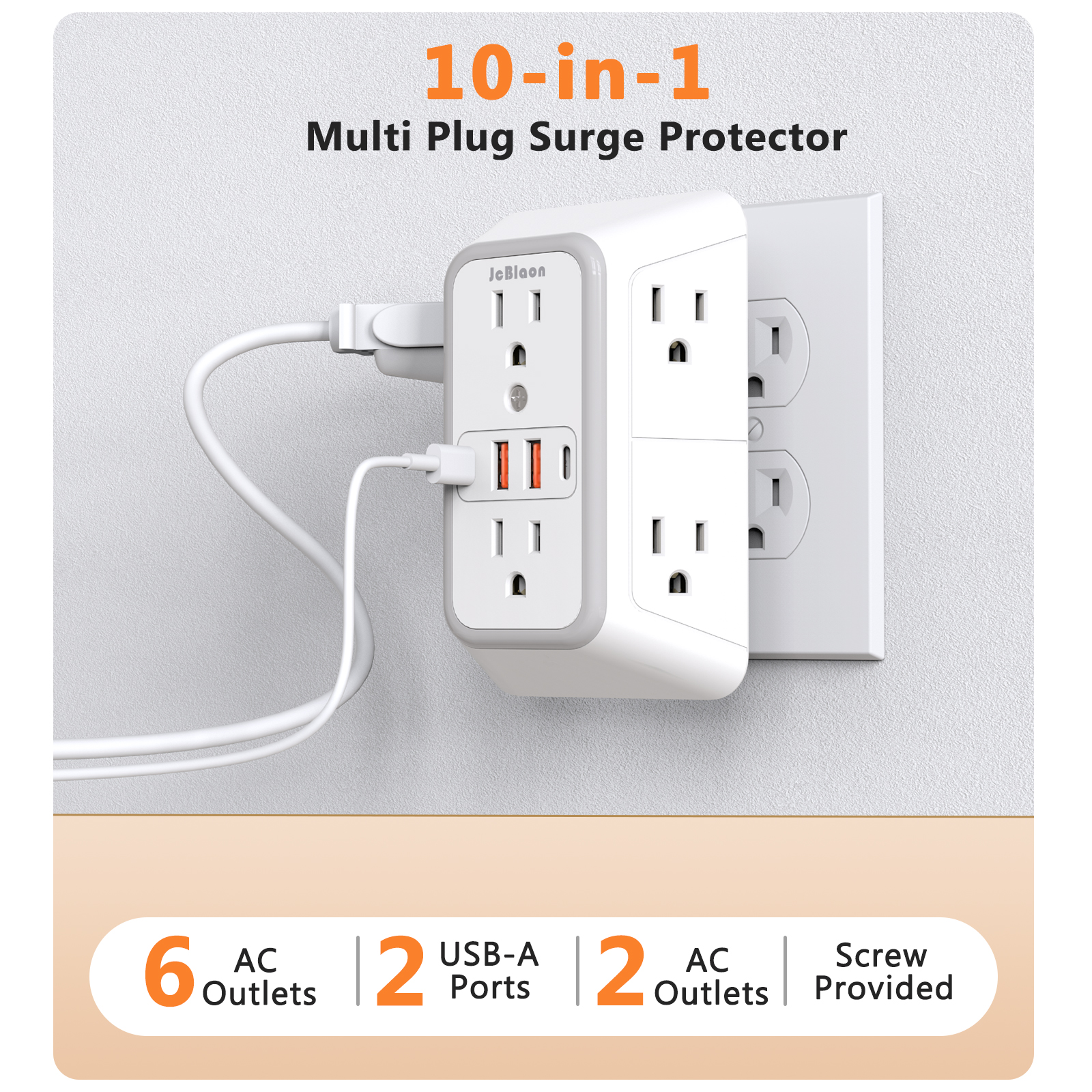 Tomada De Energia Eua Plug Extensor De Parede Protetor Contra Surtos 10 Em 1 Tira Com 6 Tomadas E 4 USB Para Viagens Cas