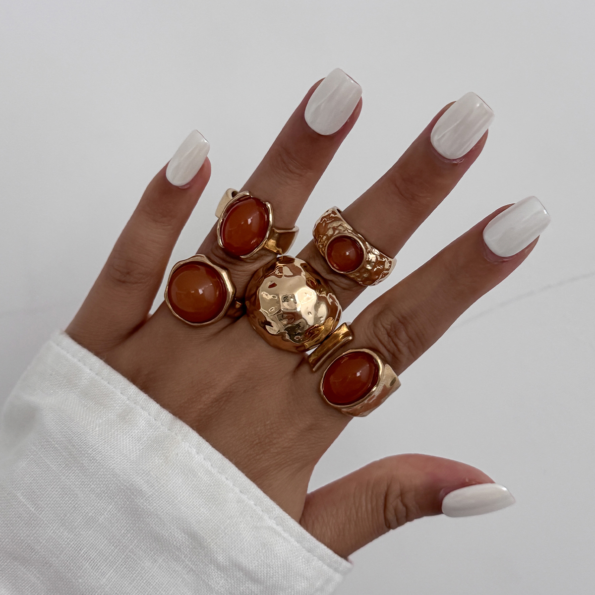 5 Peças/Conjunto Anéis Acrílicos Lisos com Gemas para Mulheres, Anéis de Dedo Modernos e Grossos, Acessórios de Joia,