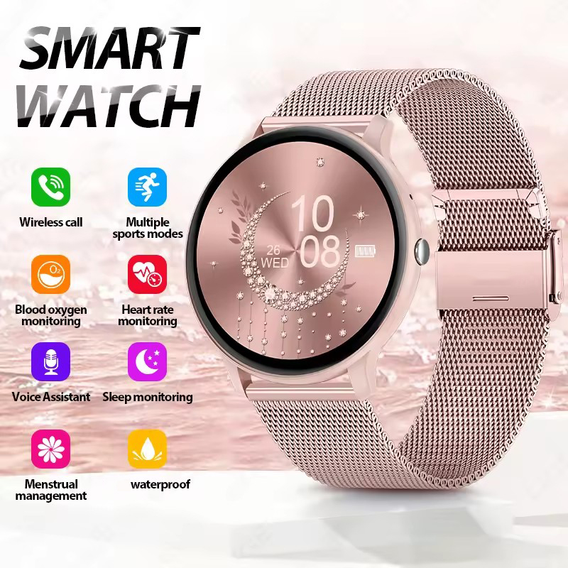 Smartwatch Relógio Inteligente Feminino Monitor De Saúde Esportes Rastreador De Fitness Bluetooth Chamada Al Assistente