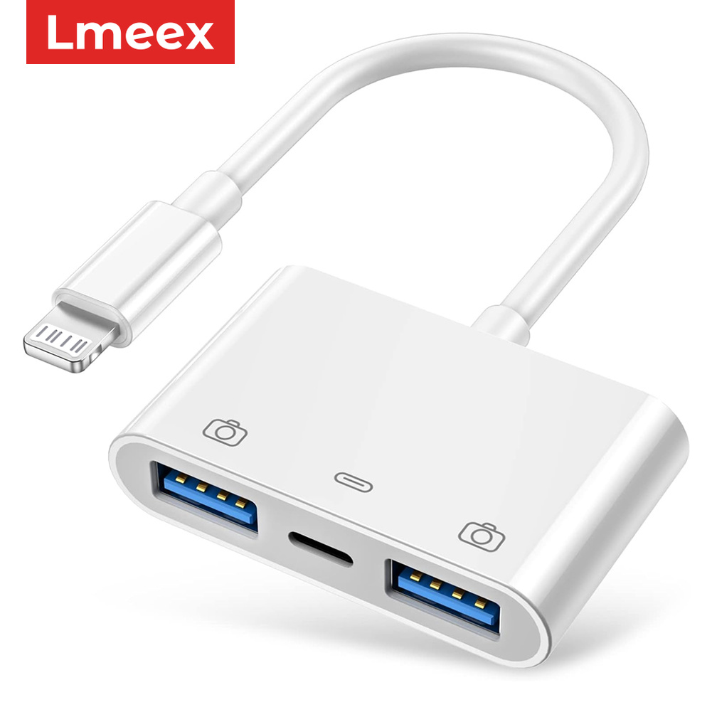 Adaptador de dados 3 em 1 USB 3.0 OTG para iPhone 14 13 12 11 Pro Max e iPad, teclado e mouse