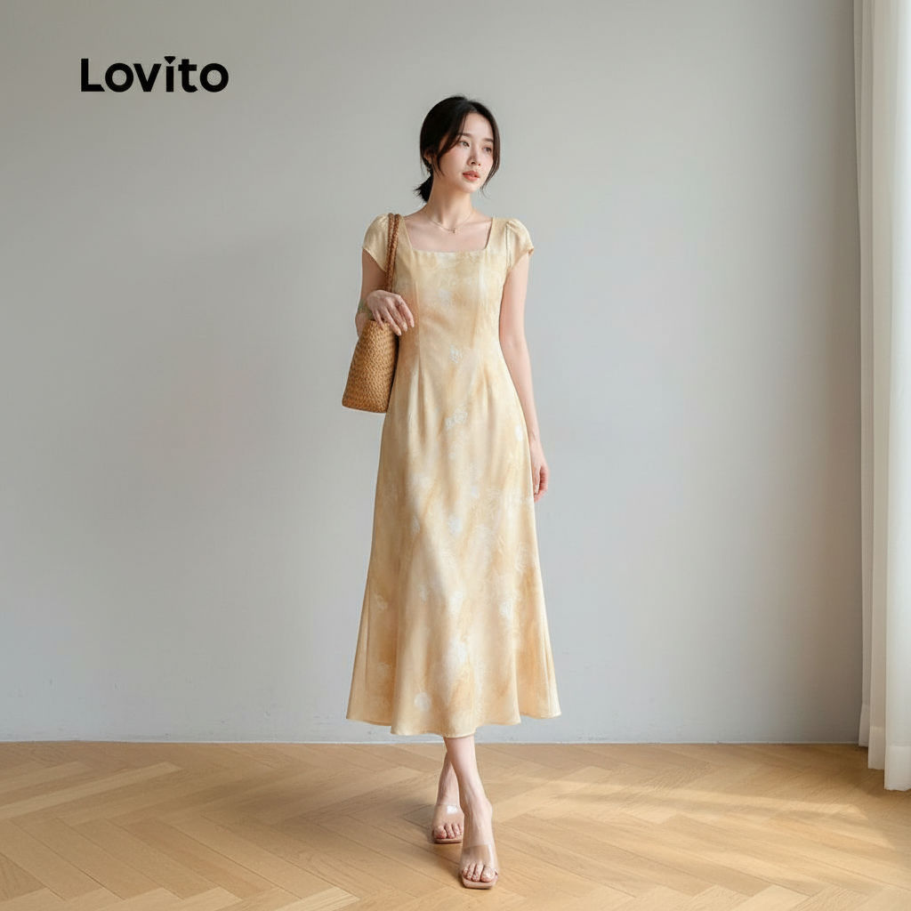 Lovito Refine Vestido Casual Zíper Primavera Verão Amarelo Feminino L140EDBR018 em Oferta na Shopee