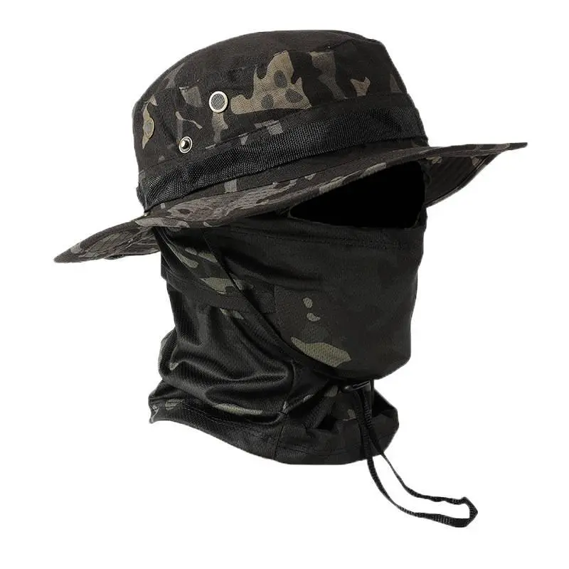 Boné de beisebol com borda redonda para atividades ao ar livre, chapéu camuflado, chapéu de pesca, chapéu de pescador,