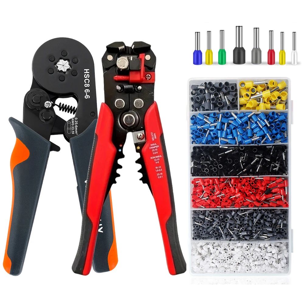 Um Conjunto Multifuncional Cortador De Cabo Crimper , Descascador De Fio Automático Ajustável , Alicate De Friso , Ferra