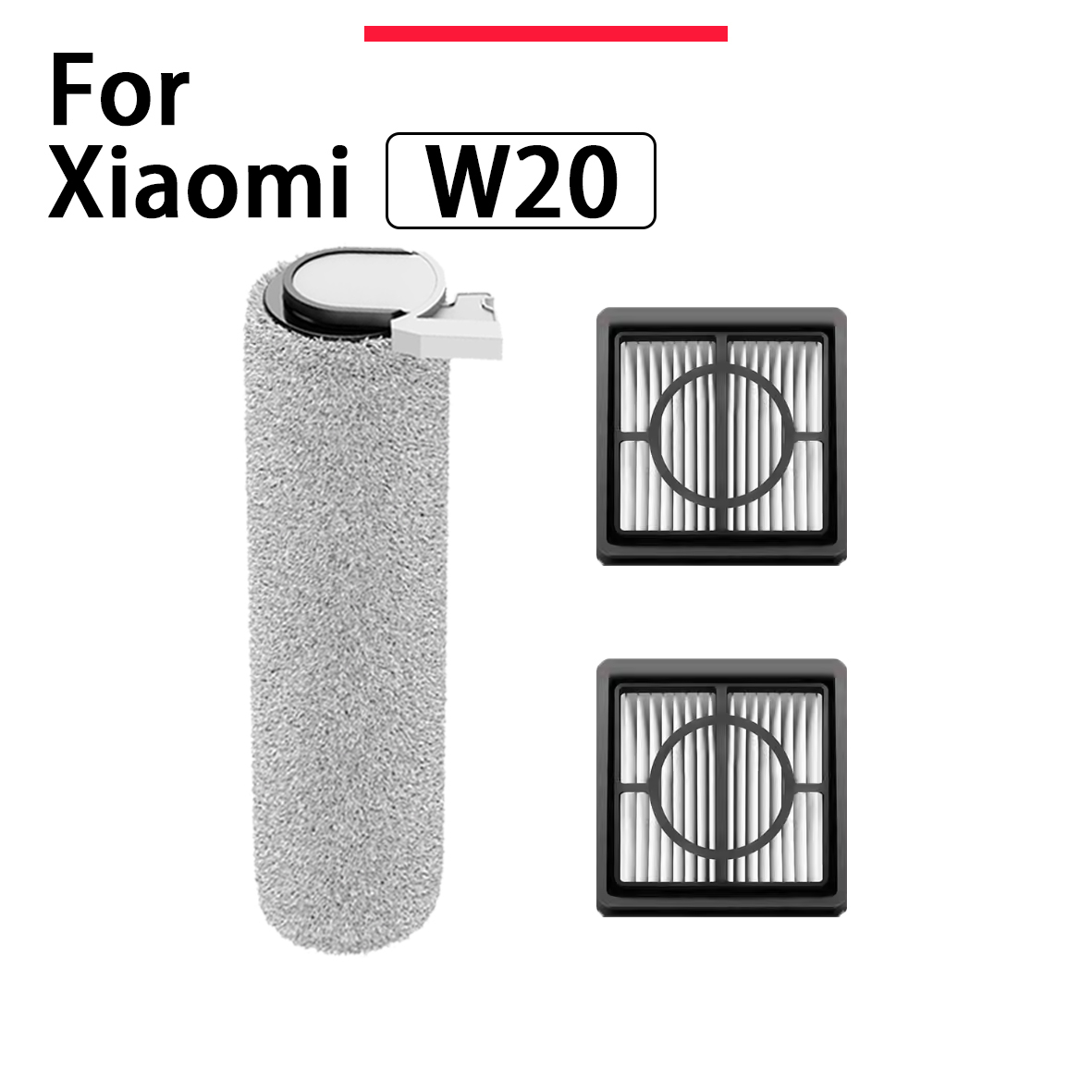 Acessórios Premium Aplicáveis ao Xiaomi Truclean W20 Aspirador de Pó Úmido e Seco: Filtro Hepa, Rolo e Escova