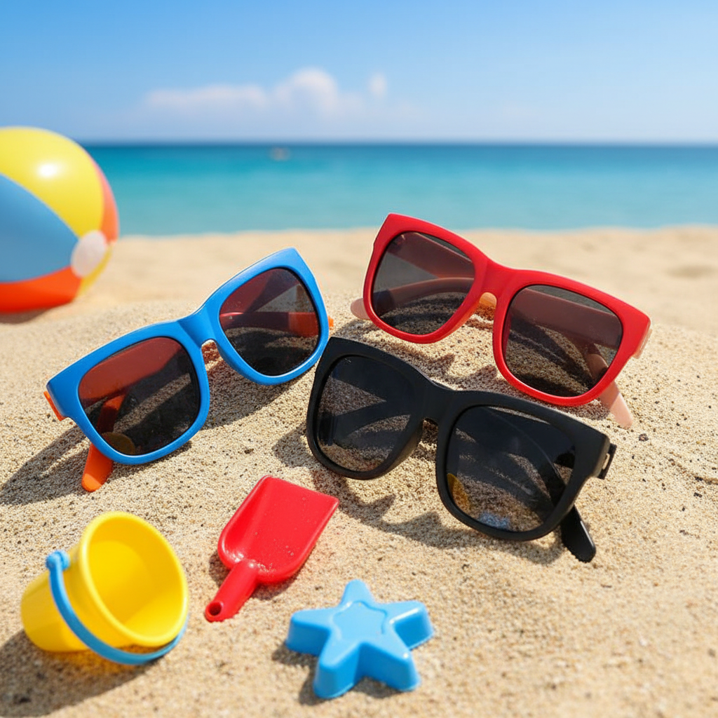  Óculos de sol dobráveis para crianças em várias cores, proteção UV, óculos portáteis para meninos e meninas