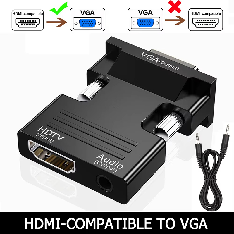 Adaptador Conversor HDMI Para VGA Áudio E Vídeo 1080P Com Entrada De 3.5 Mm PC , Laptop , Projetor HDTV