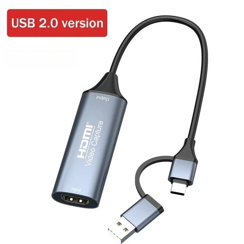 USB 2.0 2 Em 1 Tipo-C 4K 30Hz HD Jogo Placa De Captura De Streaming Ao Vivo Para Dispositivo Vídeo HDMI