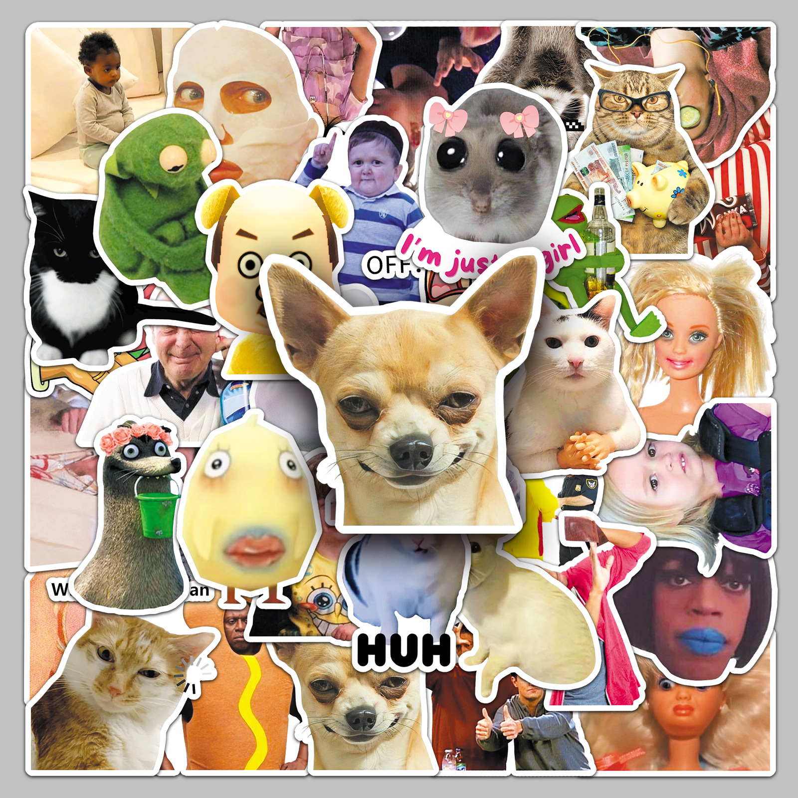 Adesivos Engraçados Emoji Abstratos Estilo Euro , 50 Peças , Fofos À Prova D'água Escolares Personalizados , Telefone ,