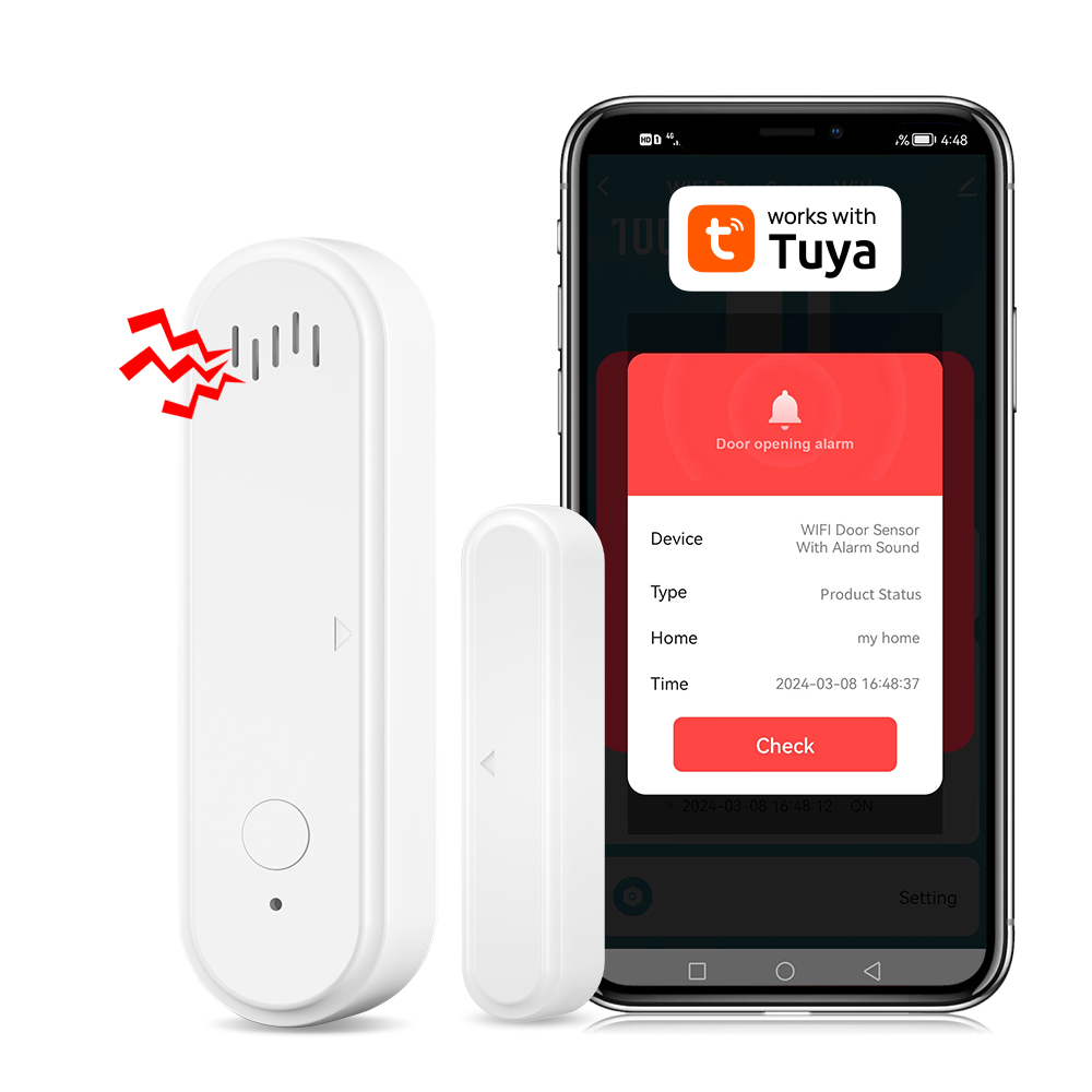 Sensor de Porta e Janela Inteligente Detector de Alarme 80dB Compatível com Aplicativo para Segurança Residencial