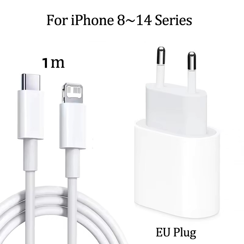 Cabeça de Carregamento Rápido 20W Plug UE para iPhone 14 13 Carregador Compacto e Portátil com Plug Padrão