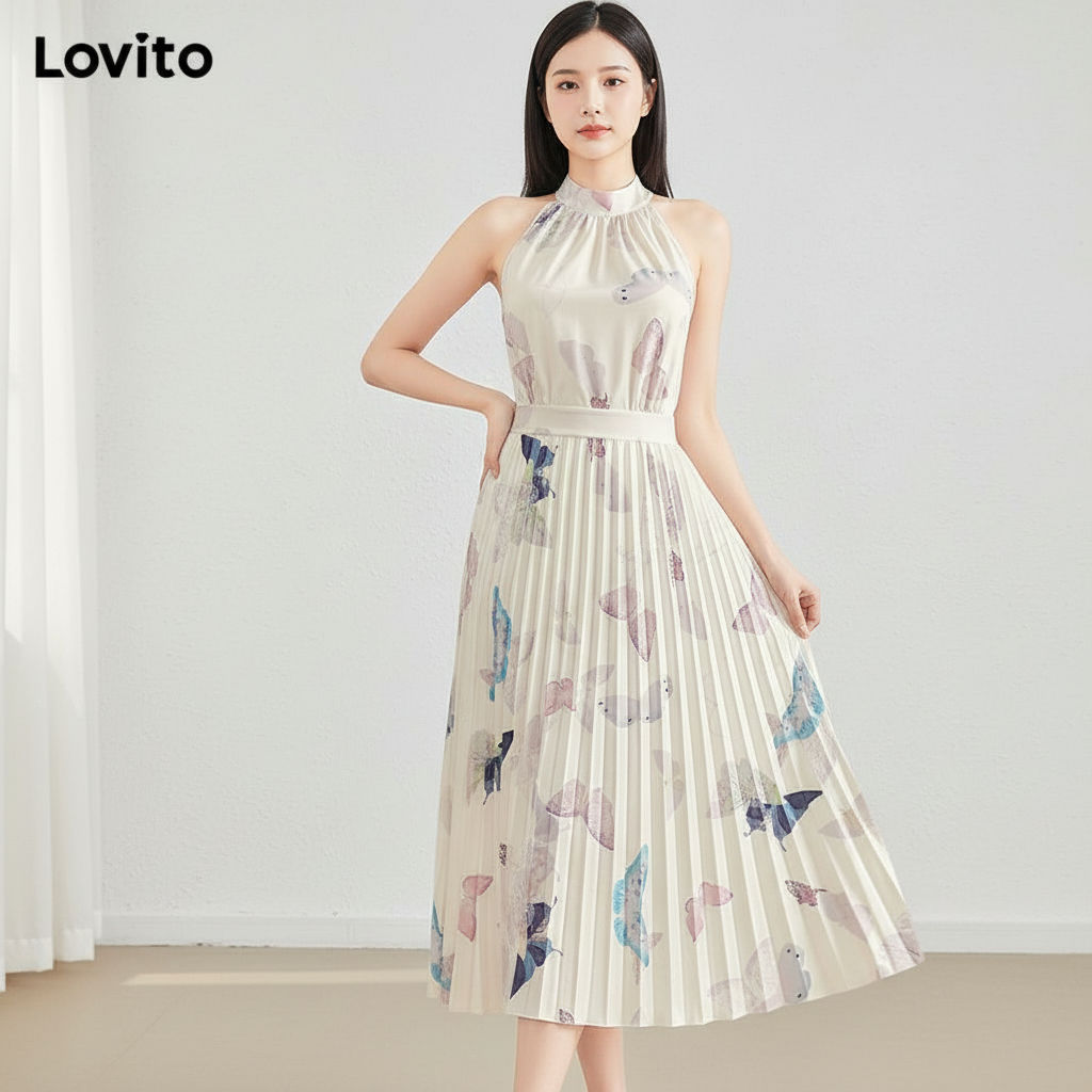 Lovito Vestido Floral Plissado Sofisticado Feminino Para Verão L121MDD155 em Oferta na Shopee