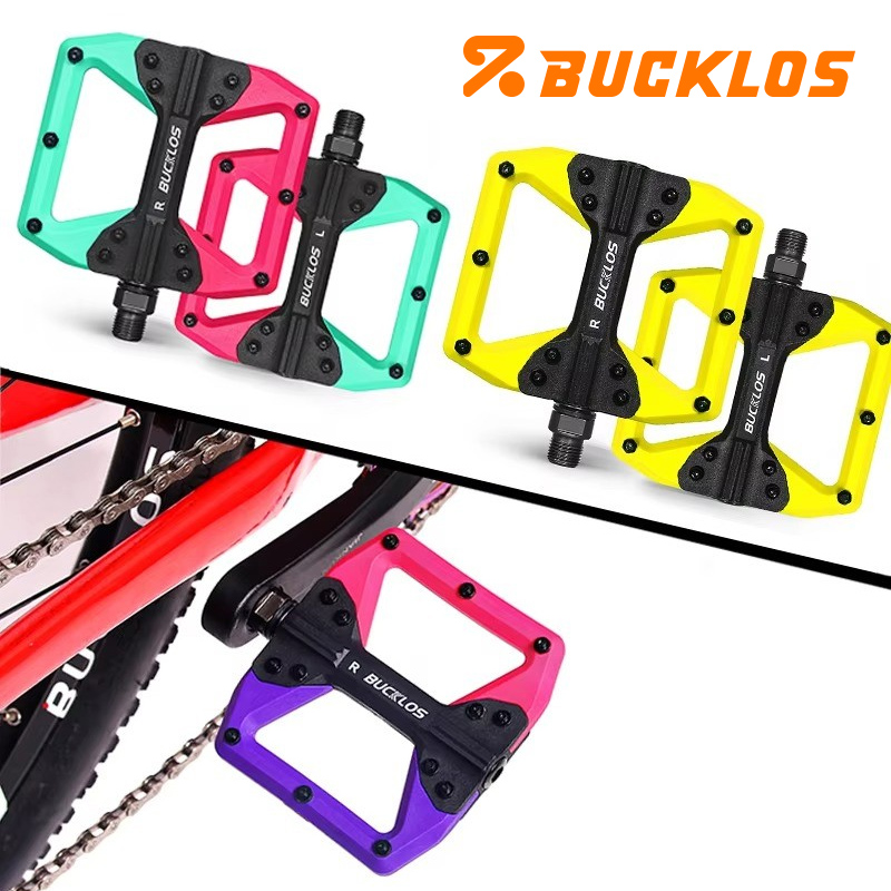 BUCKLOS Pedal Nylon Antiderrapante Durável para Bicicleta de Montanha Pedais de Estrada Rolamento Selado MTB Pedal Plano