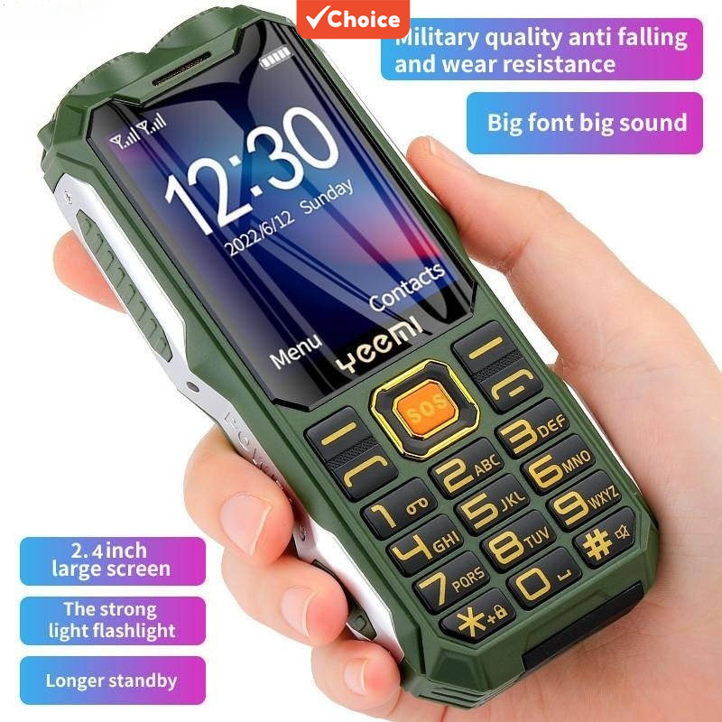 Q8 GSM 2G Robusto Grande Telefone Celular com Bateria Dupla, Lanterna, Tela HD 2.4 polegadas, Dual SIM