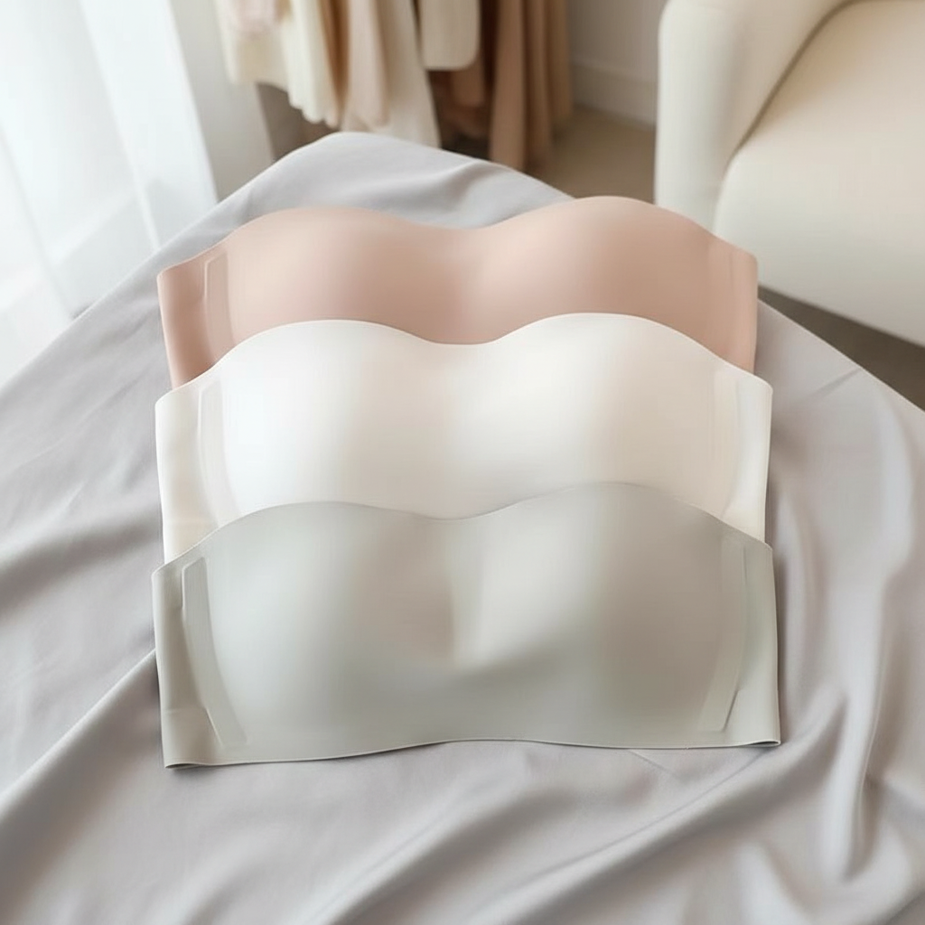  Sutiã Levantador Invisível para Mulheres - Sem Costura, Antiderrapante, Tomara que Caia (S-XL)