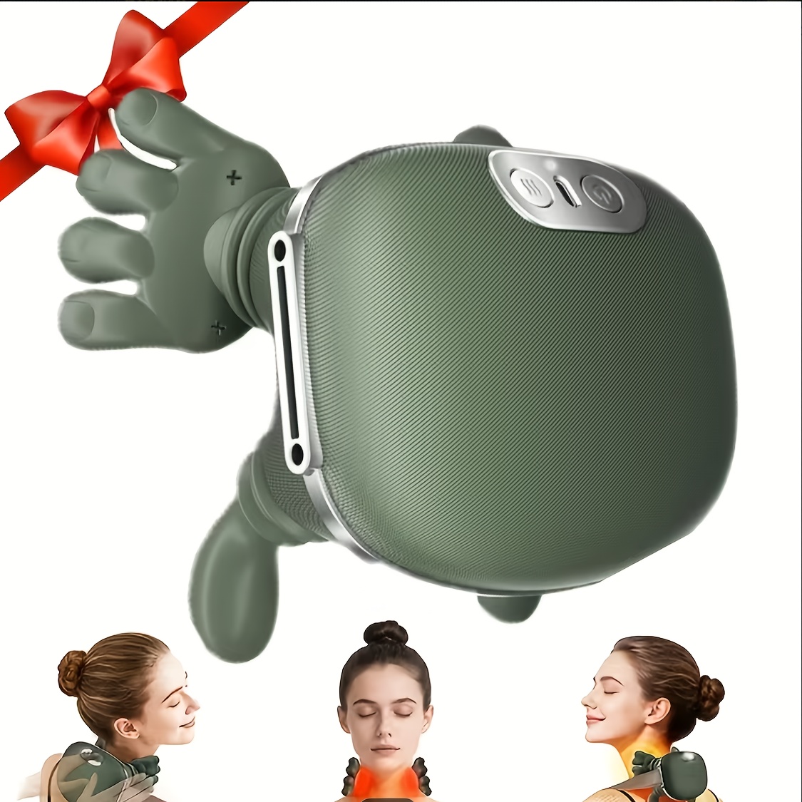 Massageador de Pescoço e Costas Sem Fio, Almofada de Massagem para Ombros com Aquecimento em 3 Modos, Massageador com