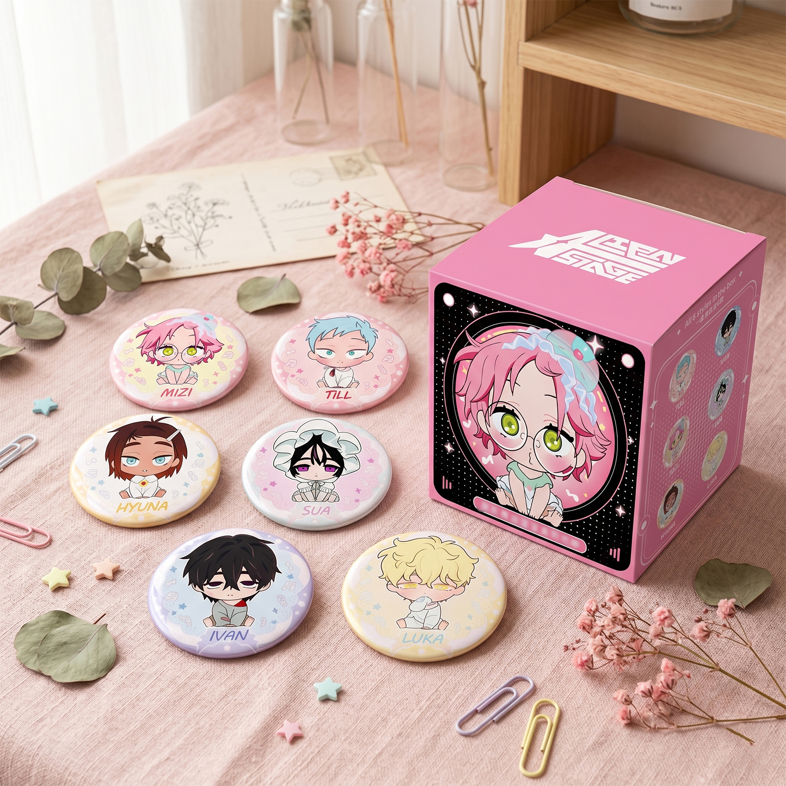 Pinos De Caixa Misteriosa Oficial Da Série Alien Stage Baby 2.2 " Emblemas De Folha De Flandres Premium Botão De Persona