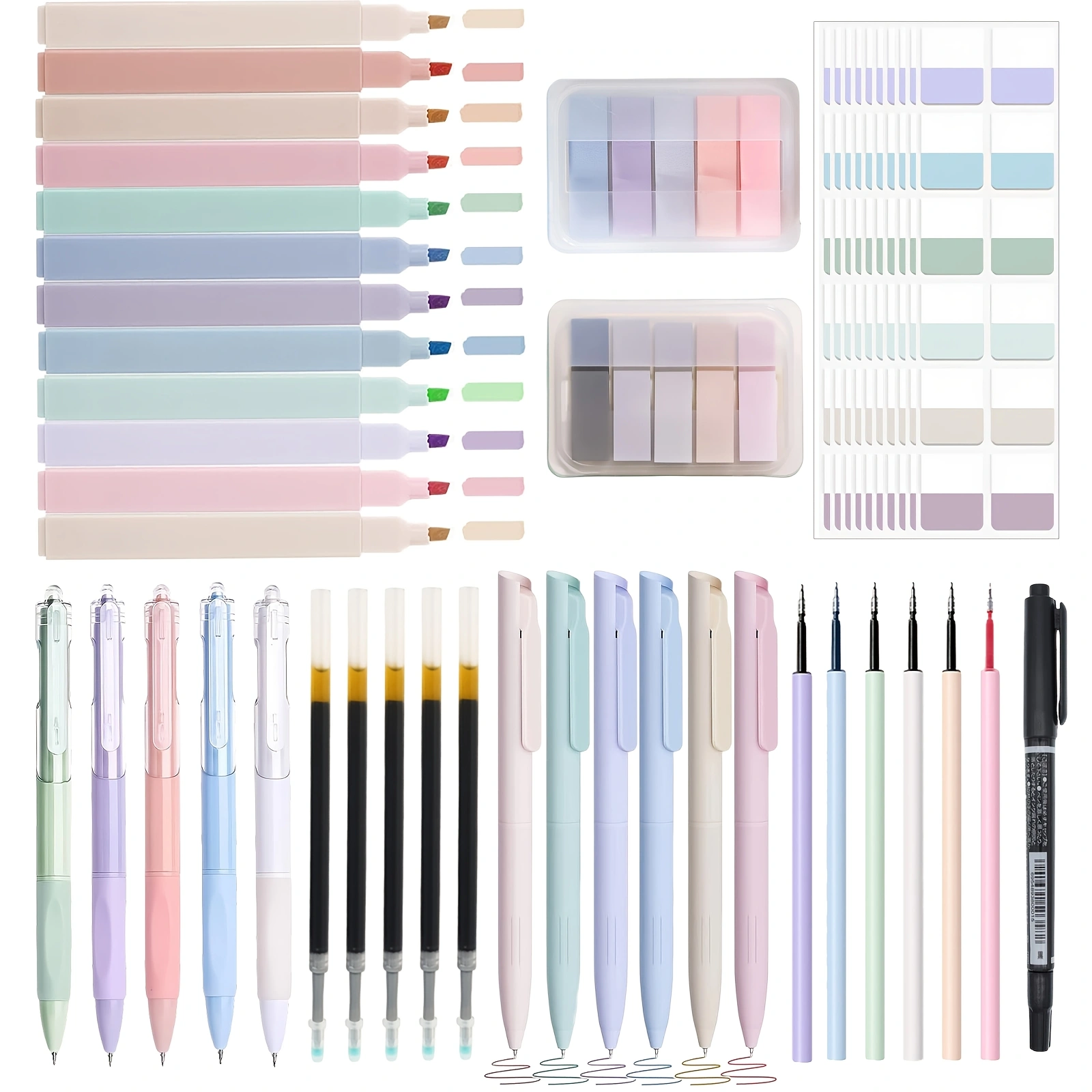 Conjunto De Papelaria Material Escolar Estético Lápis Mecânico Fofo 0.5/0.7mm Borracha Canetas De Gel Coloridas Marcador