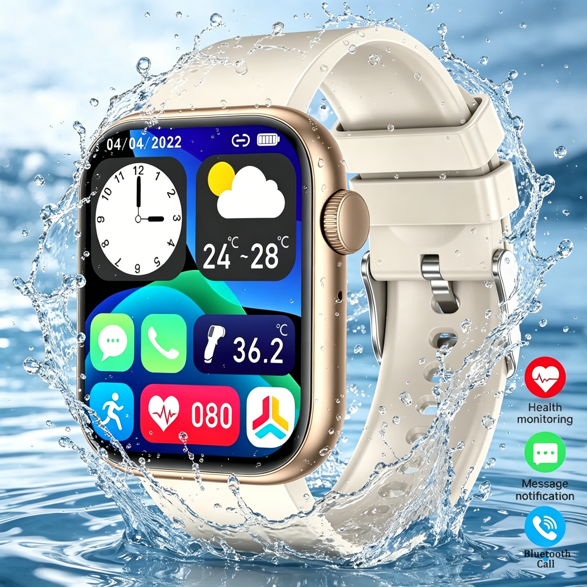 Novo Smartwatch 2026Carregamento sem fio, relógio inteligente com chamadas Bluetooth para homens e mulheres, pulseira