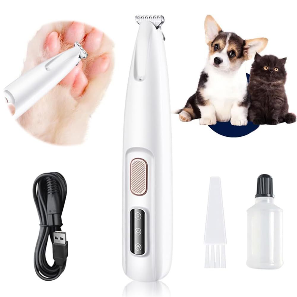 Pet Shaver à prova d'água com Lâmina Larga, LED, Tesoura Elétrica para Cães e Gatos, Aparelho de Barbear para Pés, Olhos