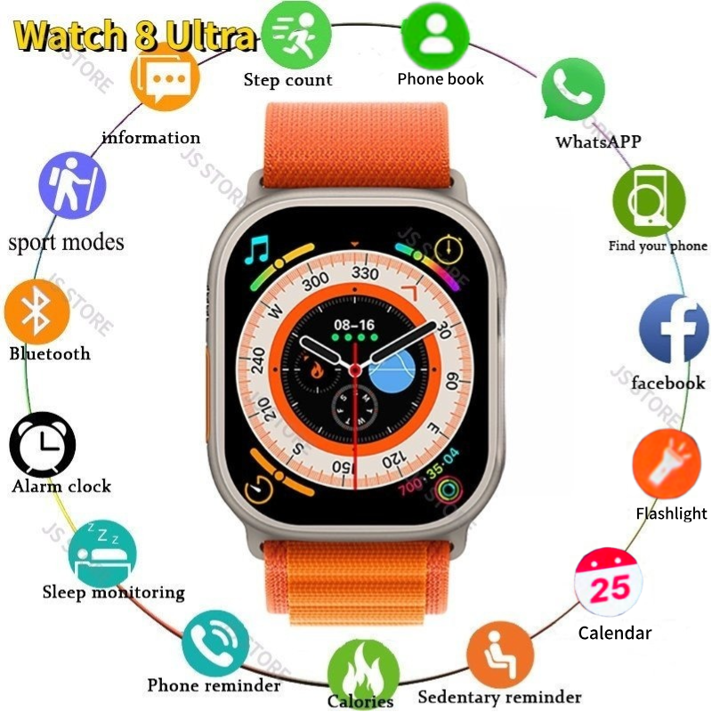 Relógio 8 Ultra Série 8 Inteligente Digital Masculino À Prova D'água Esporte Fitness Smartwatch Para Ios Android