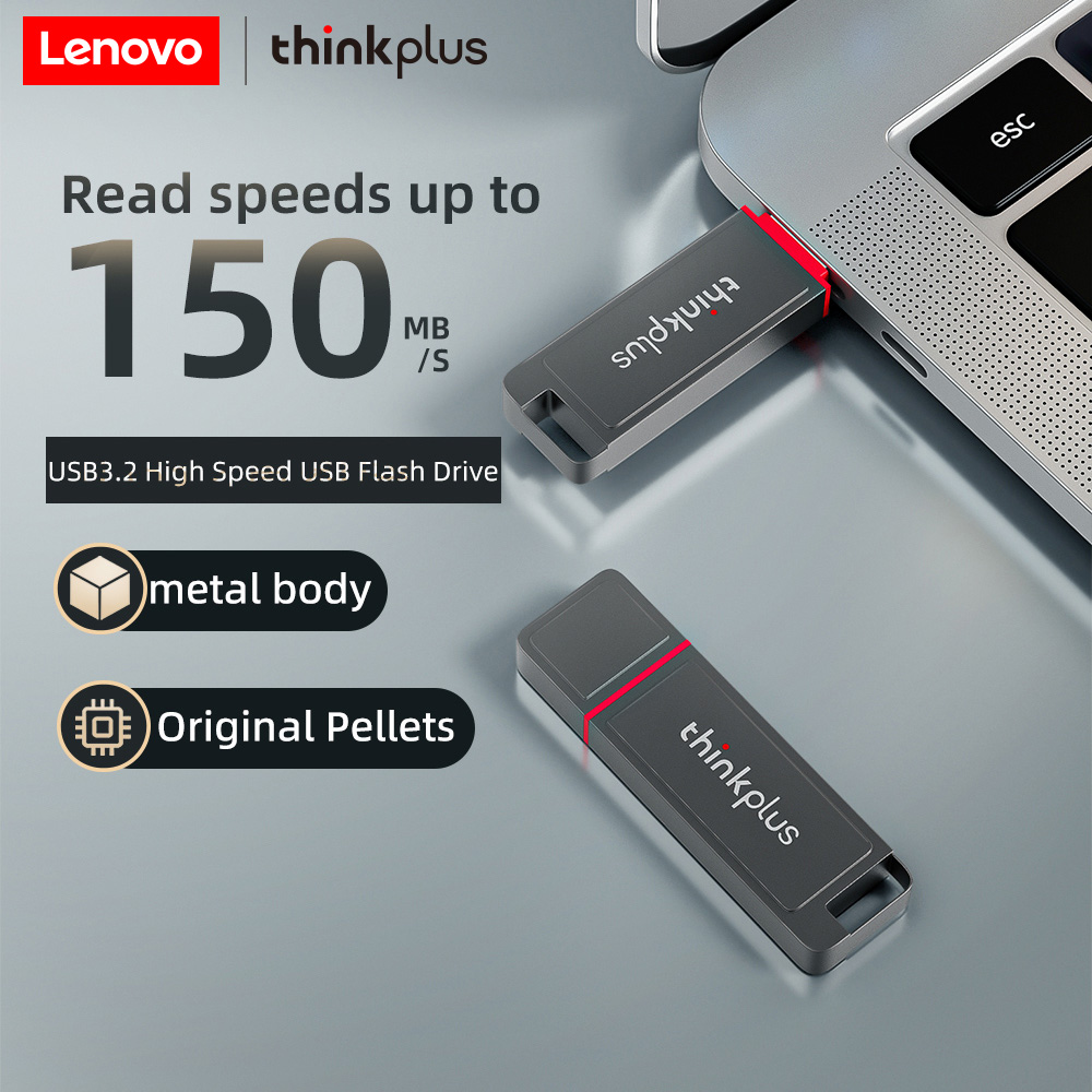 Lenovo thinkplus MU243 Pen Drive USB 3.2 de Alta Velocidade Corpo em Liga de Zinco Chip S+ Plug & Play 128GB 256GB 512GB