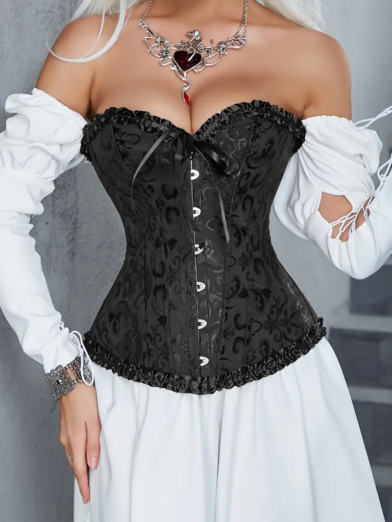 Top Corset Bustier Feminino, Body Modelador de Peito e Cintura, Adequado para Festa/Casamento, Macacão de Renda com