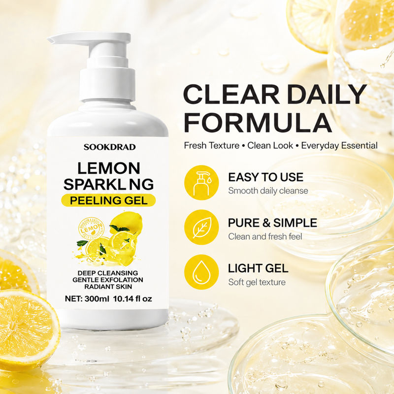 Gel Esfoliante de Limão, Ilumina a Pele, Minimiza os Poros, Para Pele Oleosa, Rotina Matutina