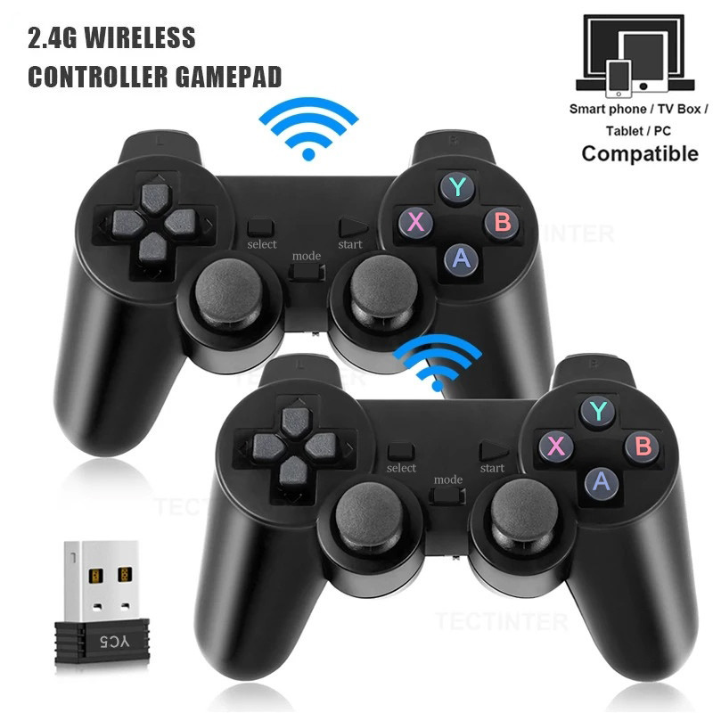 2 PCS Controle de Jogo Sem Fio 2.4Ghz Gamepad Sem Atraso Joystick USB para PC Android TV controle para PC BOX GAME BOX