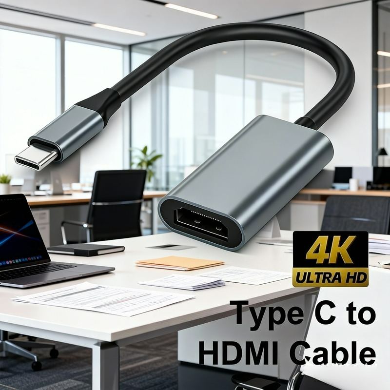 Adaptador 4K USB-C Para HDMI 3.1 Tipo Conversor De Vídeo Macho Fêmea MacBook Tablet TV