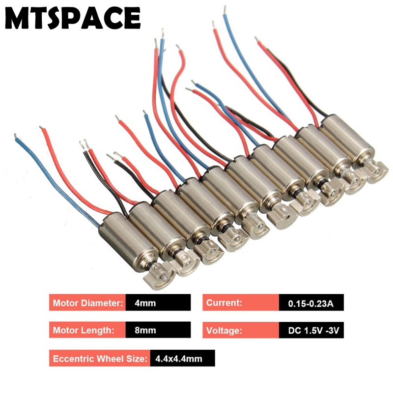 MTSPACE 10 peças de mini motor micro vibrador sem núcleo 4x8mm DC 1,5-3V para celulares e mini massageadores, qualidade