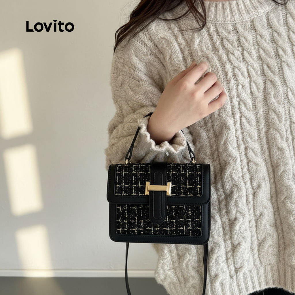 Lovito Refine Bolsa Pequena de Ombro Feminina Compacta Portátil Gingham LFA63012