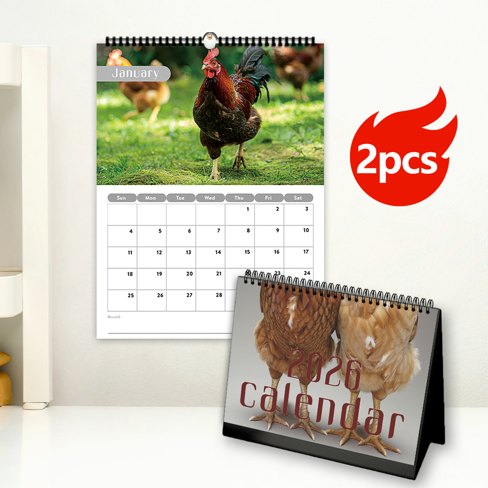 Calendário De Mesa E Parede Resumo Galo 2026-12 Designs Exclusivos , Planejador Humorístico , Aniversário Perfeito Prese