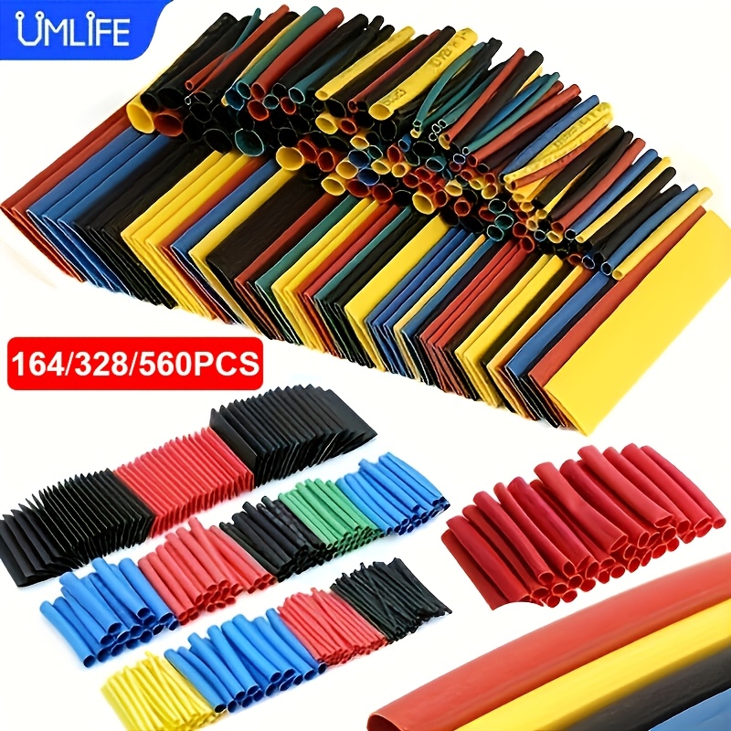 Kit De Tubulação Termo Retrátil De Vários Pacotes , 164/328/560pcs 2 : 1 Conjunto De Fio Envoltório De Manga De Tubo De