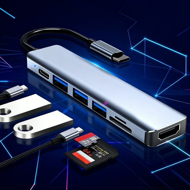 Hub USB C Para Leitor De Cartão SD TF Compatível Com HDMI 4K , Encaixe De Carregamento Tipo PC , Laptop , Macbook Pro