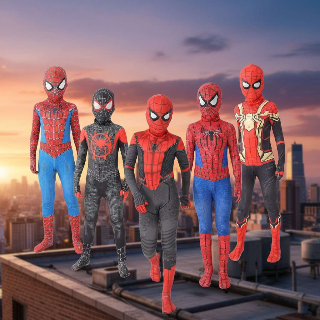  Fantasia de Halloween do Homem-Aranha para Crianças e Adultos Combo