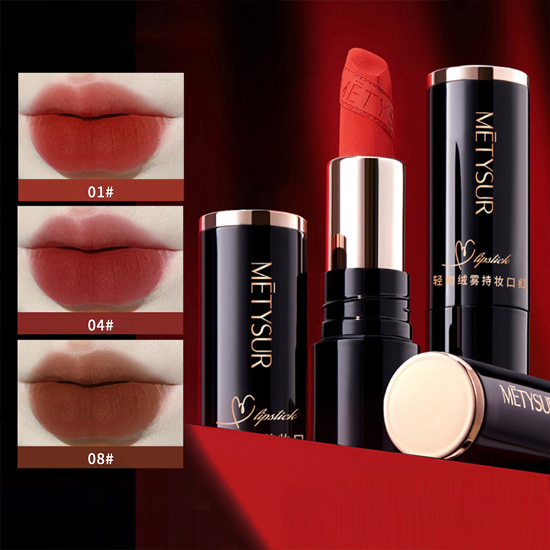 Batom Fosco METYSUR – Velvet Kiss , De Longa Duração E À Prova De Transferência , Alto Pigmento , Acabamento Luxuoso
