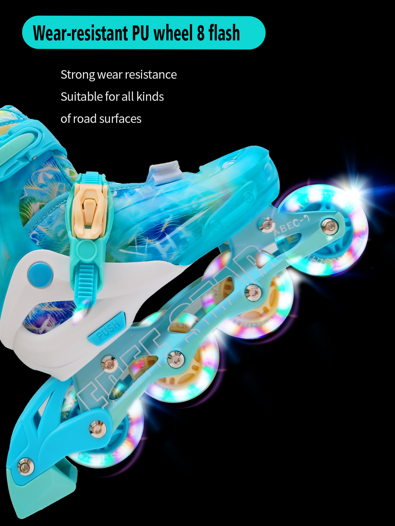 FREE STAR High End Contour Patins Inline Ajustáveis Alta Elástica Pu Colorido Rodas Brilhantes Conjunto Completo Com Cap