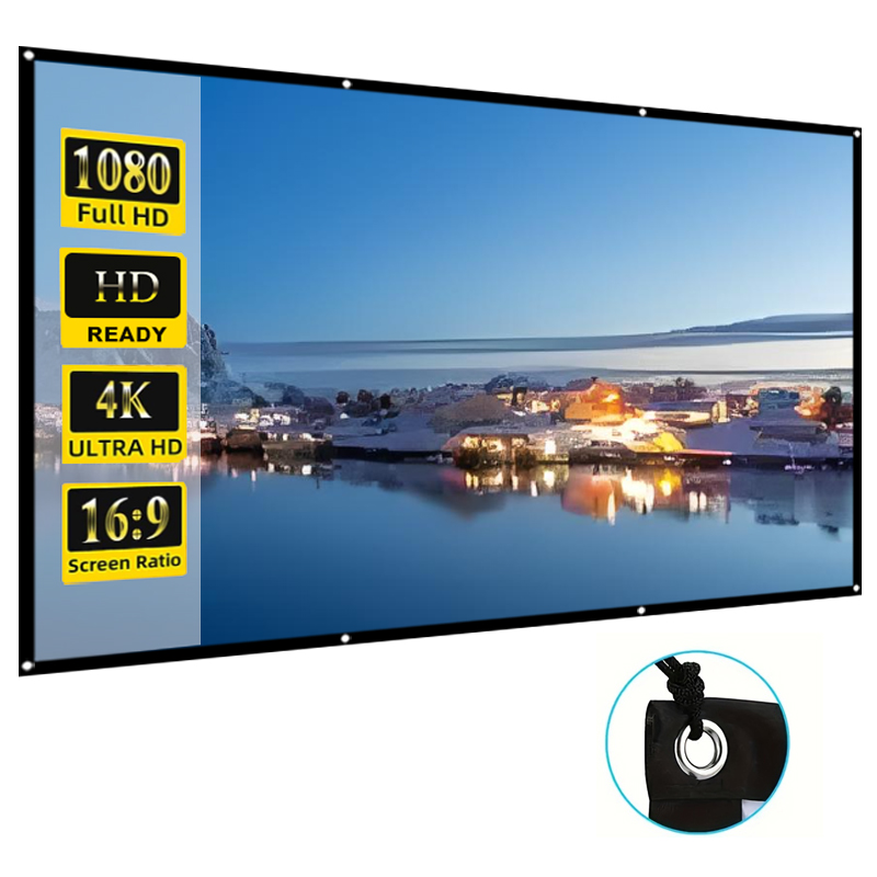 Tela de projeção externa para casa 60-72-84-100-120-150 polegadas, adequada para projeção em home theater, camping e