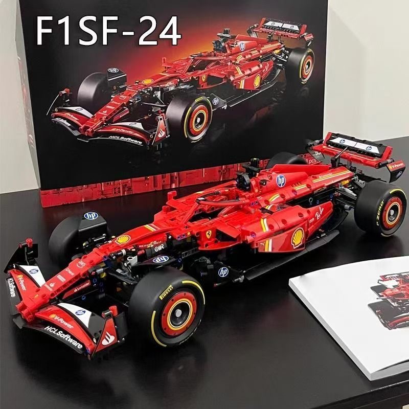 1361 peças Blocos de Montar para Construção de Carro de Corrida Ferrari SF24 F1, Presente de Brinquedo DIY para Meninos,