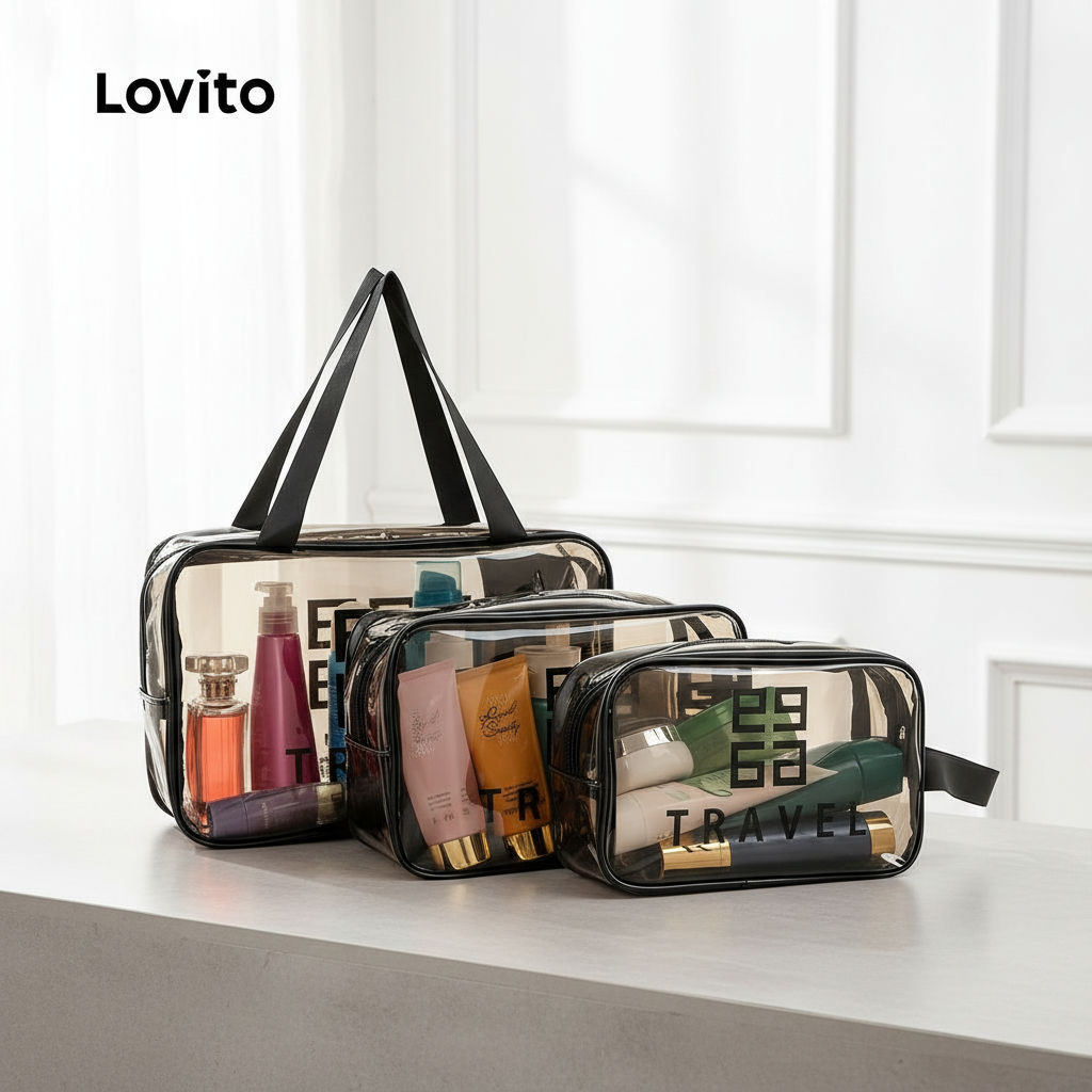 Lovito Bolsa de Cosméticos Feminina Grande Impermeável LBT01039 em Oferta na Shopee