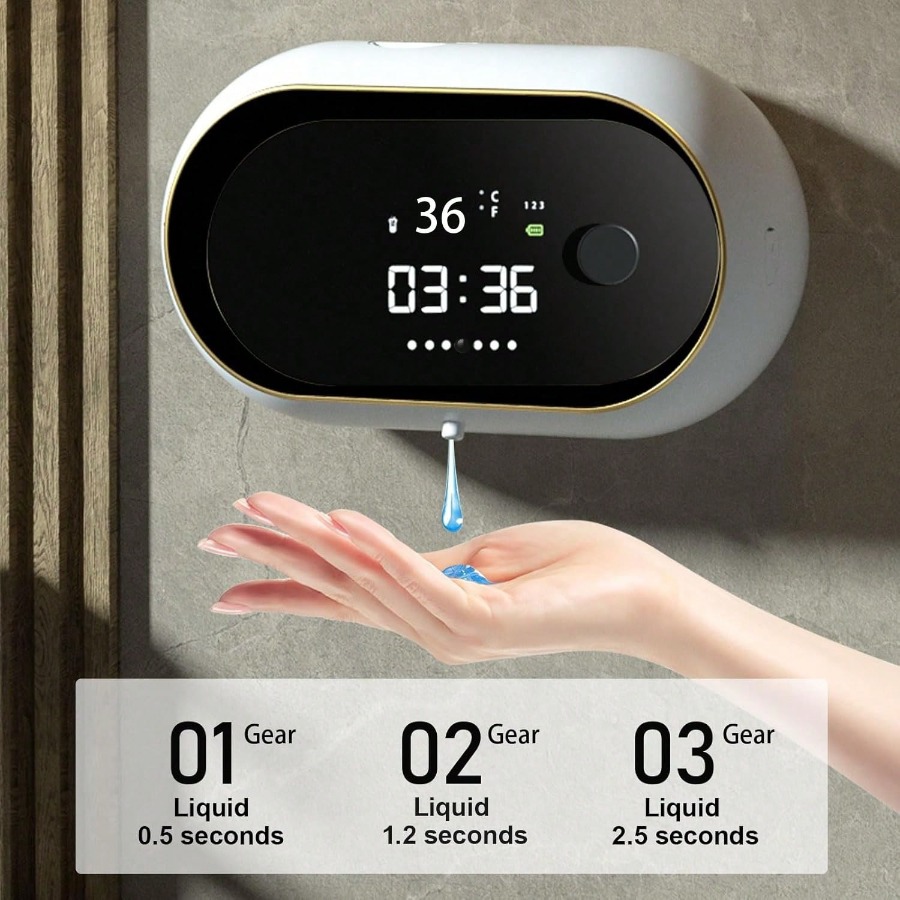 Distribuidor Automático De Sabão De 3 Engrenagens Para Montagem Em Parede , 450ml Espuma/Líquido/Álcool , Bateria De 60