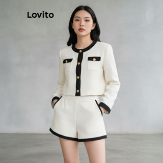 Lovito Feminina Blusa Botão Lisa Colorida ou Calça Elegante L102AD373 em Oferta na Shopee