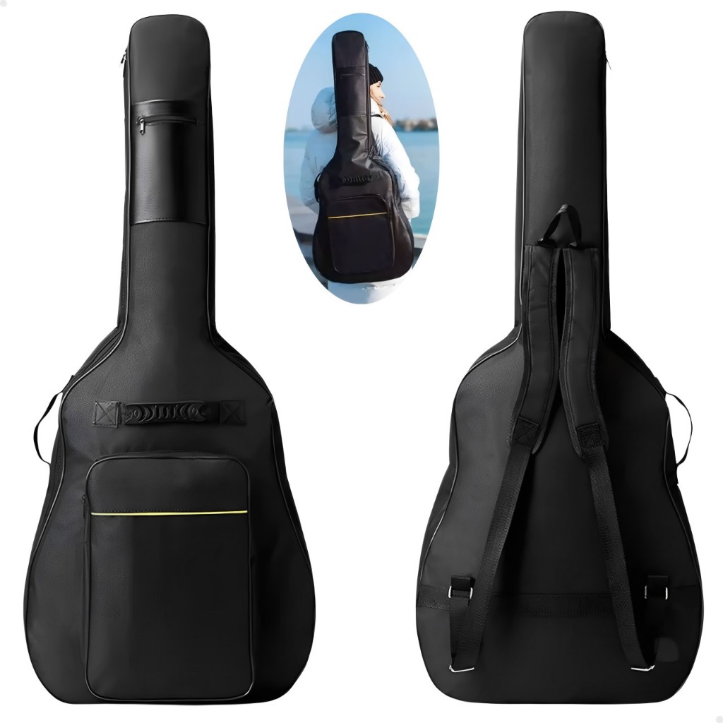 Estojo Mochila para Violão Acústico de 41 Polegadas, Espuma de 5 mm com Bolso Frontal e Design Antiderrapante