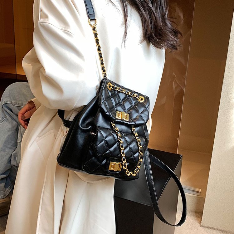 Mini bolsa feminina de couro no estilo Chanel com corrente em padrão de diamante, bolsa de mão popular para compras de