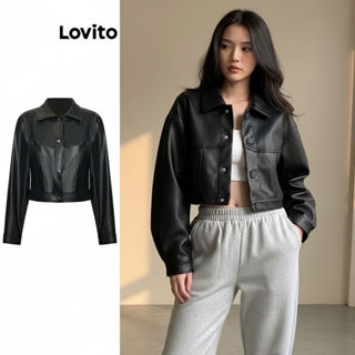 Lovito Jaqueta Casual Feminina Botões Lisos Verão Primavera L76AD091 em Oferta na Shopee